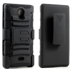 Sharp Aquos Crystal H306 Armor shell Holster Combo Belt Clip (Black)
